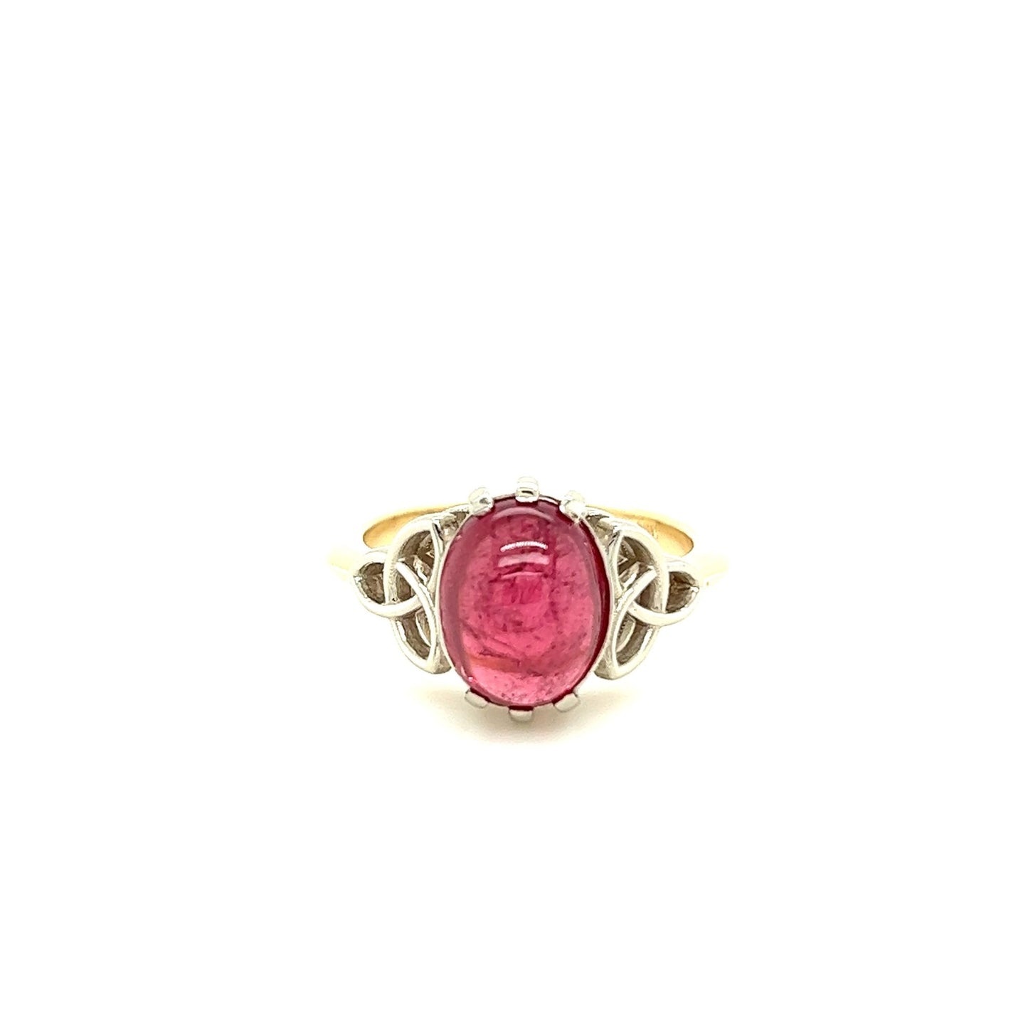 14kt Yellow Gold Two Tone Love Knotted Pink Tourmaline Ring