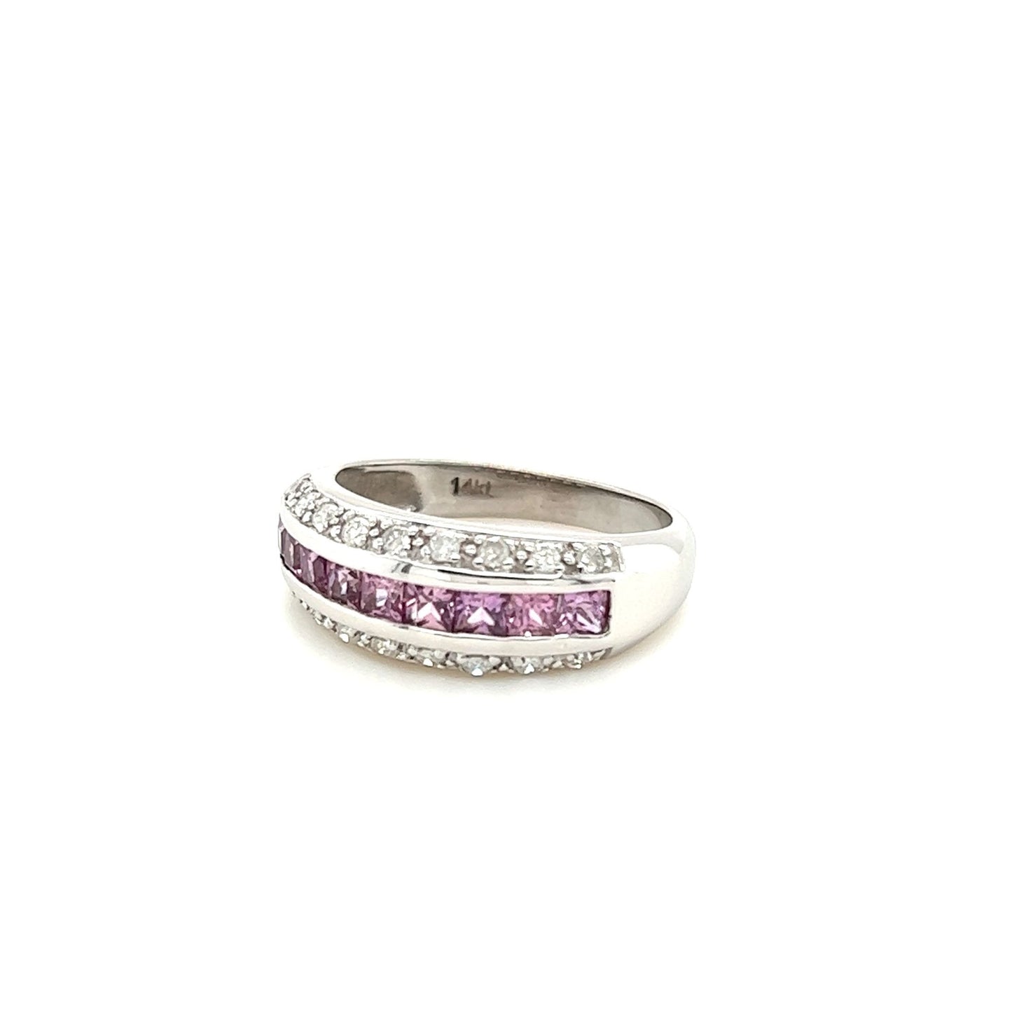 14kt White Gold w/ 9 Pink Sapphire & Diamond Accent Ring
