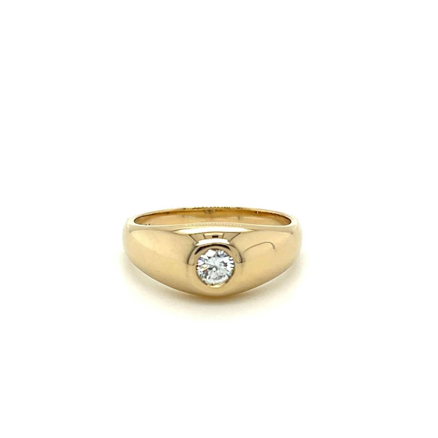 14kt Yellow Gold Gypsy Ring w/ a Round Cut Diamond