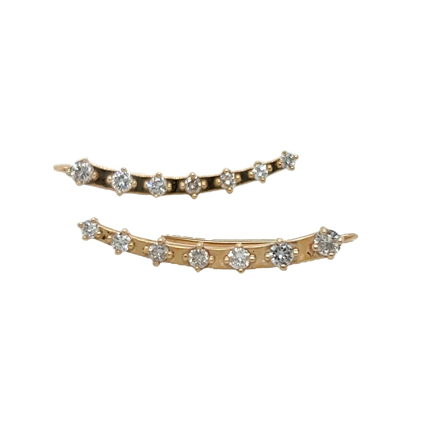 14kt Yellow Gold Round Cut Diamond Crawler Earrings