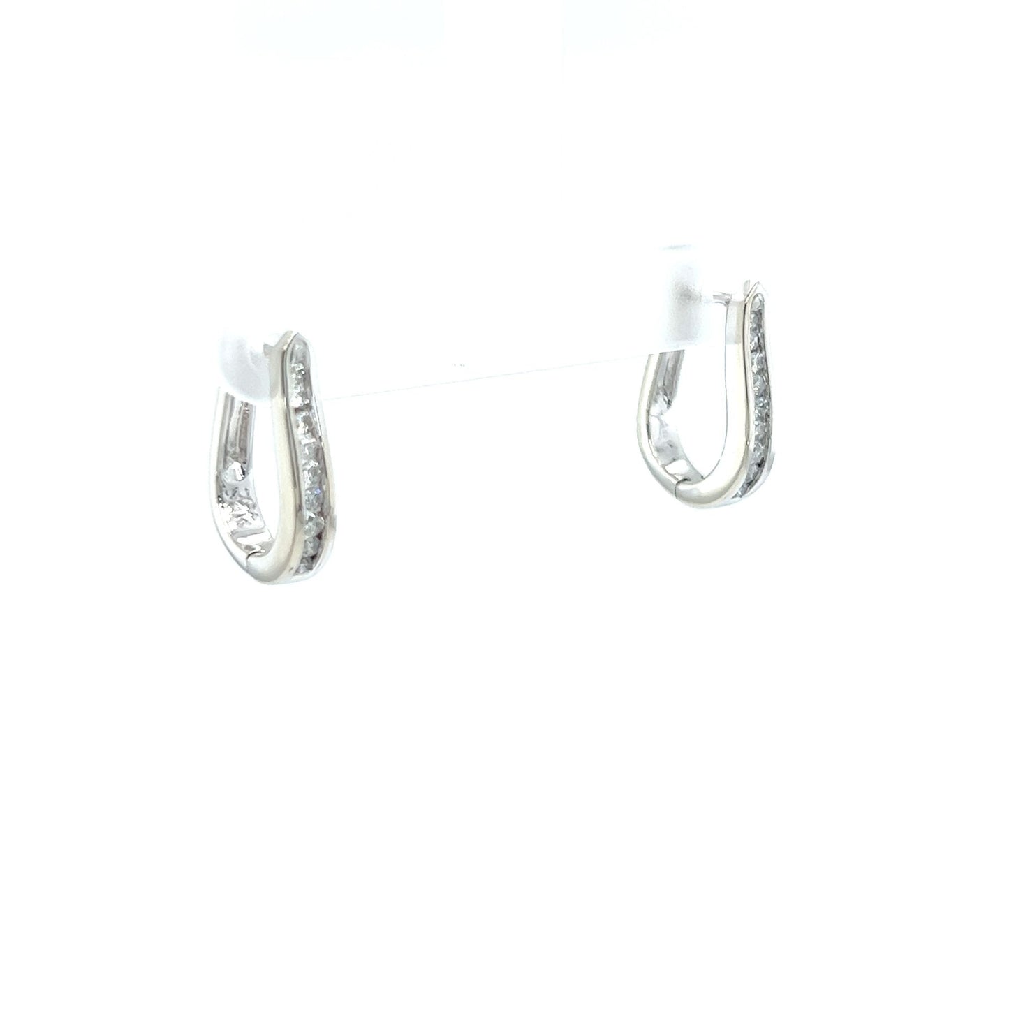 14kt White Gold Natural Diamond Huggies Earrings