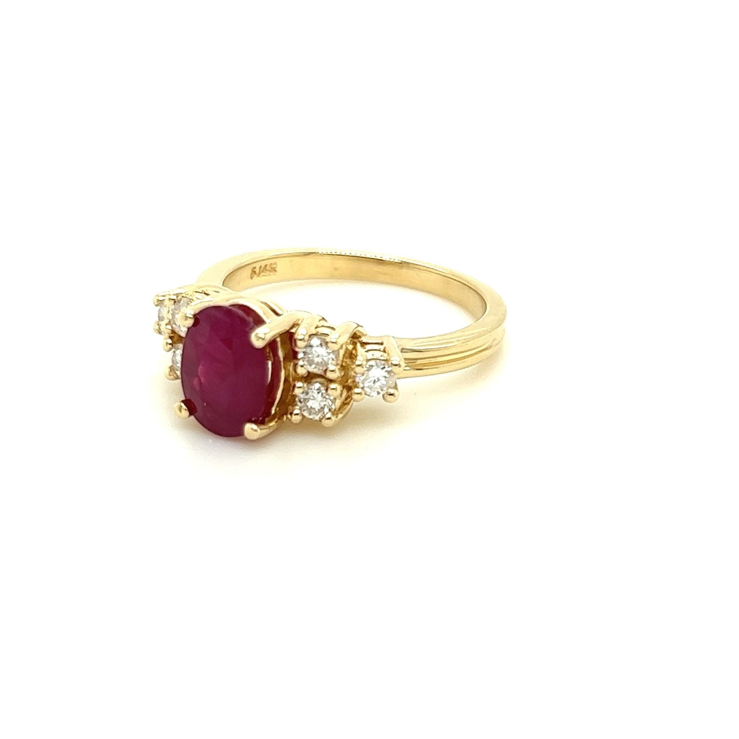 14kt Yellow Gold Ruby Ring w/ Diamond Accents