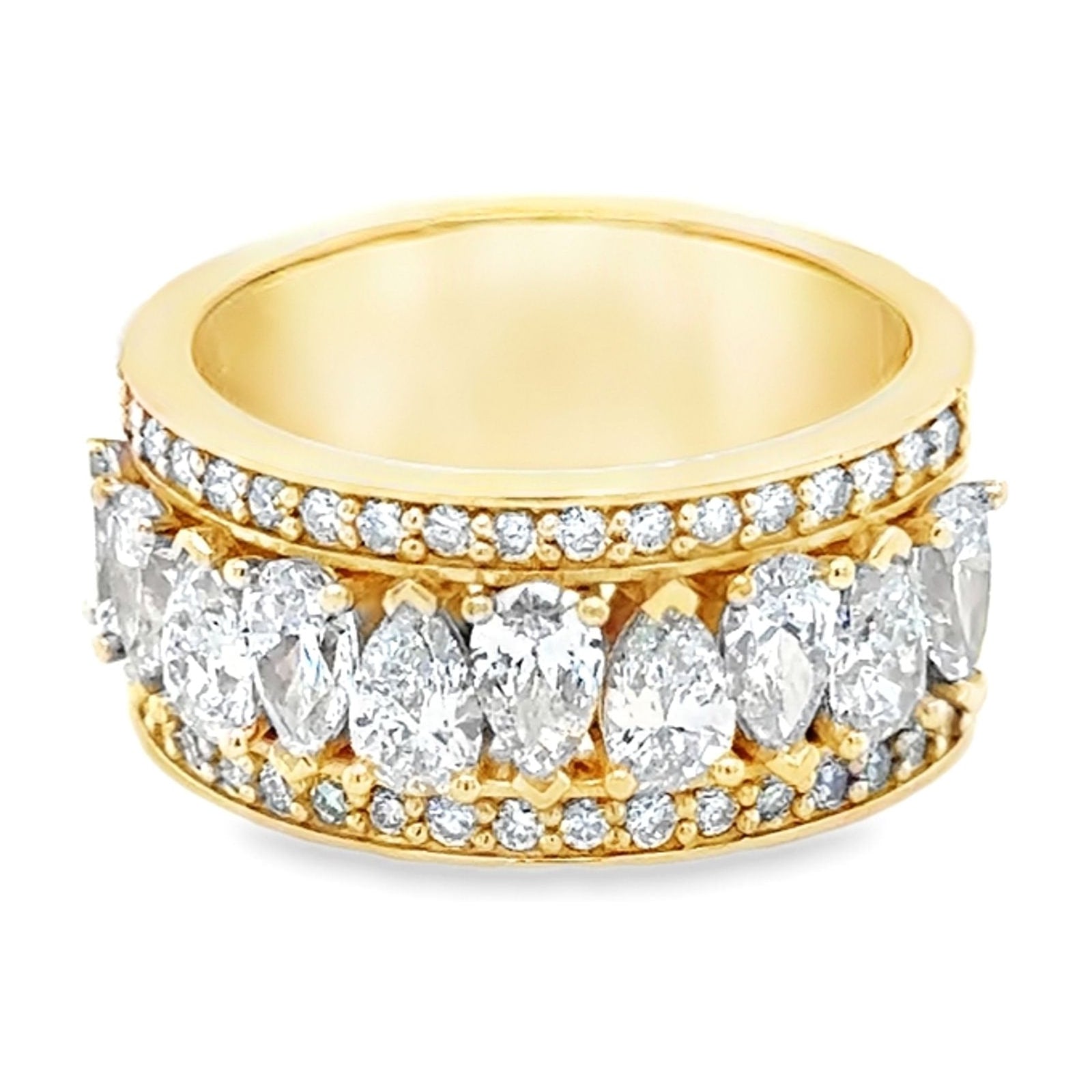 Wide yellow gold diamond ring